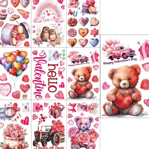 9 ark Valentine's Day hjerte vindue klamrer dekorationer sidet genanvendelig