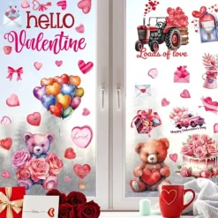 9 ark Valentine's Day hjerte vindue klamrer dekorationer sidet genanvendelig