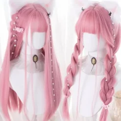 65 cm lang, glat, elegant fuld paryk med pandehår til cosplay-kostume