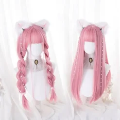 65 cm lang, glat, elegant fuld paryk med pandehår til cosplay-kostume