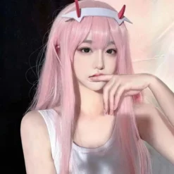 65 cm lang, glat, elegant fuld paryk med pandehår til cosplay-kostume