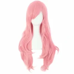 70 cm Lang Krøllet Hårforlængelse Kostume Cosplay Paryk (Pink)