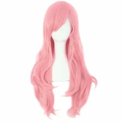 70 cm Lang Krøllet Hårforlængelse Kostume Cosplay Paryk (Pink)