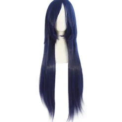 32" 80cm Lang Lige Anime Kostume Cosplay Paryk Fest Paryk (Mørkeblå/Kulsort)
