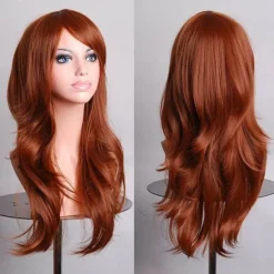 70 cm Langt Krøllet Hår Halloween Kostume Cosplay Paryk Brown