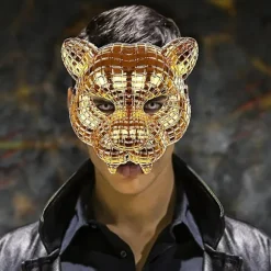 20 cm Vip Kunde Gæst Boss Maske Gylden Leopard Halloween Tiger Voksen Festrekvisit Til Mand Cosplay (FMY)