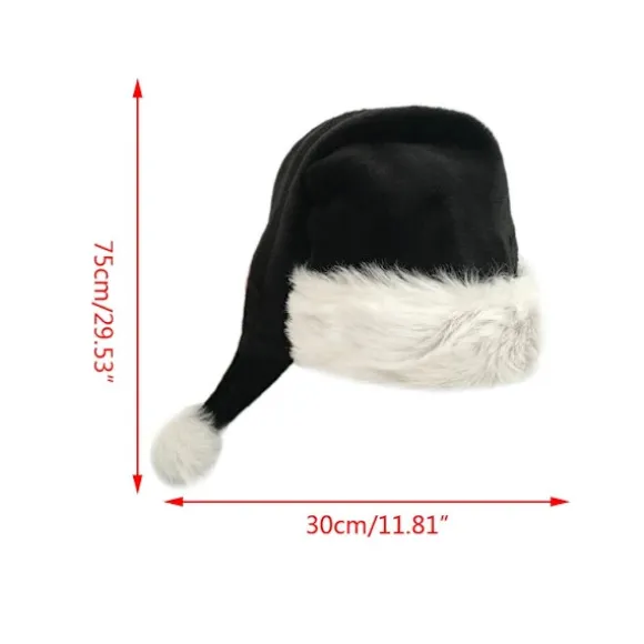 75 cm Voksen Barn Sort plys lang julehat Julekostume Pompom Julemandshue Festival Festartikler Gaver