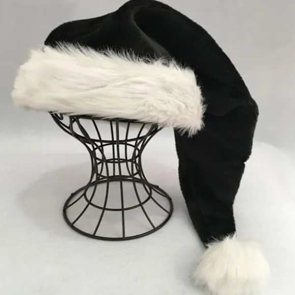 75 cm Voksen Barn Sort plys lang julehat Julekostume Pompom Julemandshue Festival Festartikler Gaver