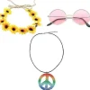 3 dele hippie kostumesæt hippie tilbehør hippie briller hippie stil fredstegn halskæde hippie pandebånd hippie 60'er fest tilbehørssæt CJY