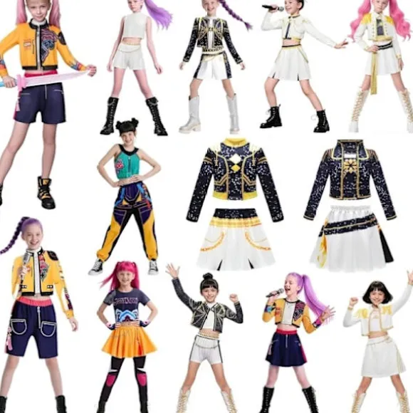 2025 Demon Hunter K-Pop Kostume | Halloween Outfit Kvinder Børn Cosplay 120 cm 120 No. 5 3-piece set