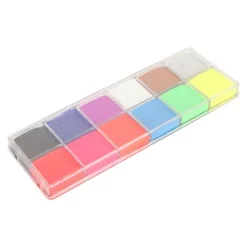 12 farver ansigtsmaling professionel vandtæt fluorescerende levende farver makeup ansigts- og kropsmalingspalet til fest
