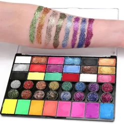 42 Farver Ansigtsmalingssæt til Børn Halloween Party Makeup Palette Kropsmalingssæt til Cosplay Klovn Fødselsdagsshow Qinghai