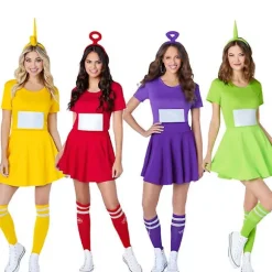 4 farver Teletubbies Cosplay til voksne Sjov Tinky Winky Dipsy Laa-laa Po Anime Karneval Kostume Tøj Finkjole Børn Mænd Blå Men Green Men M