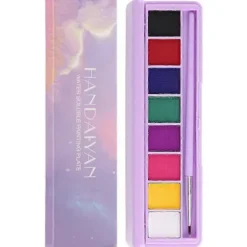 8 Farver Vandaktiveret Eyeliner Palette, Ansigtsmaling Fluorescerende Lysende Regnbue Farverig Kropsmaling Makeup