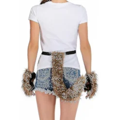 2024 Faux Fur Ræv Rævehale Kat Cosplay Kostume Sæt Plys Maske Fluffy Poter Handsker Halloween Jul
