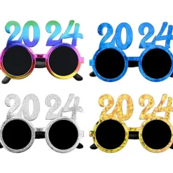 2024 Godt Nytår Briller, 4 stk. Nytår Fest Briller Briller til Foto Rekvisitter Fancy Nytår Fest Brille Stel til Børn Voksne Nytår Fest Dekoration