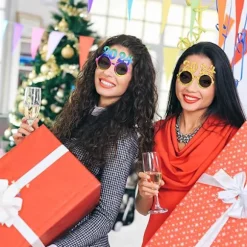 2024 Godt Nytår Briller, 4 stk. Nytår Fest Briller Briller til Foto Rekvisitter Fancy Nytår Fest Brille Stel til Børn Voksne Nytår Fest Dekoration