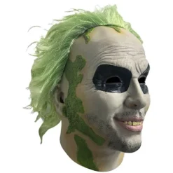 2024 Halloween Beetlejuice Klovnemaske Skræmmende Joker Fuld Hovedmaske Cosplay Kostume Rekvisitter Fancy Dress-FA- Short hair