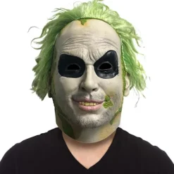 2024 Halloween Beetlejuice Klovnemaske Skræmmende Joker Fuld Hovedmaske Cosplay Kostume Rekvisitter Fancy Dress-FA- Short hair