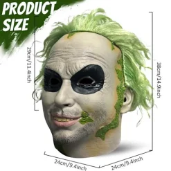 2024 Halloween Beetlejuice Klovnemaske Skræmmende Joker Fuld Hovedmaske Cosplay Kostume Rekvisitter Fancy Dress-FA- Short hair