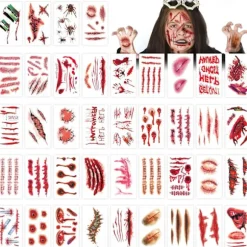 300 Halloween Midlertidige Tatoveringer Skræmmende Falske Sår Ar Makeup Klistermærker Til Ansigts- og Kropskostumefest Tilbehør Horror Cosplay Rekvisitter 150 Designs | Fyndiq