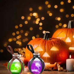 2025 Halloween Mørk Magi Kork Drikkeflaske Rund Sfærisk Glasflaske Troldmand Mørk Magi Drikkeflaske til Halloween Rekvisitter (Sort)