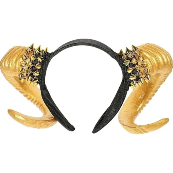 2025 Halloween-tema Horn Hårbånd Party Nithuvudband Party Kreativt Hårbånd Gylden 26X14.5cm