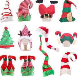 2022 Julehat Plys Elf Julemandshat Søde Striber Tegneserie Kreative Kalkunhatte Nytår Julefest Ornament Dekoration Rekvisitter 1