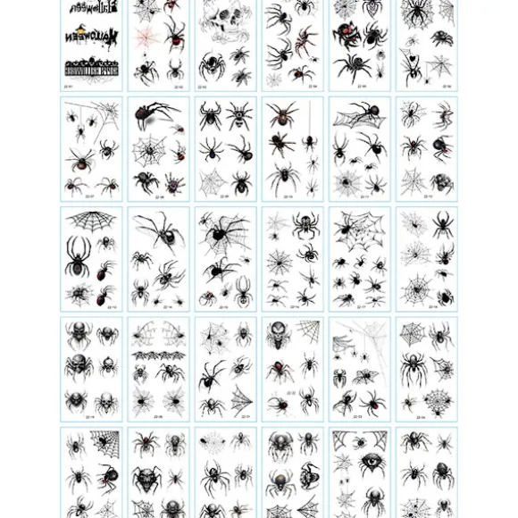 300 midlertidige tatoveringer - Halloween-arr-tatoveringer - Ansigts- og kropsmakeup - 3D-simulerede sår - Mørke ar...