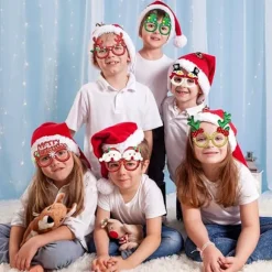 12 Pak Julebriller Glitter Brillerammer Kostume Tilbehør til Julepynt Festgaver Strømper