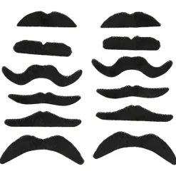 12 Pak Selvklæbende Assorterede Overmuser / Mustache Sæt Fastelavnskostume Fødselsdag Stilfuld