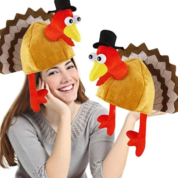 2 Pak Thanksgiving Party Kalkun Hat Kostume Unisex Hat Med Hale Gaver Party Dekor Kostumer Nyhed Kalkun Hat Orange