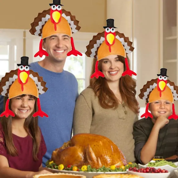 2 Pak Thanksgiving Party Kalkun Hat Kostume Unisex Hat Med Hale Gaver Party Dekor Kostumer Nyhed Kalkun Hat Orange