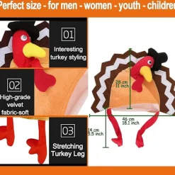 2 Pak Thanksgiving Party Kalkun Hat Kostume Unisex Hat Med Hale Gaver Party Dekor Kostumer Nyhed Kalkun Hat Orange