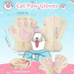 3 Par Furry Plush Katteklo-Handsker