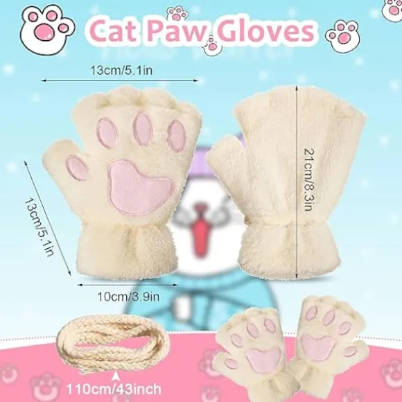 3 Par Furry Plush Katteklo-Handsker