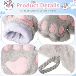 3 Par Furry Plush Katteklo-Handsker