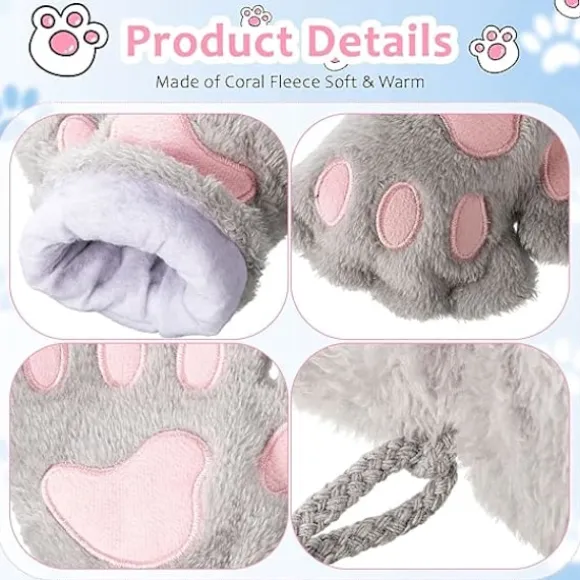 3 Par Furry Plush Katteklo-Handsker