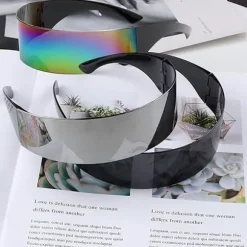 3 par futuristiske solbriller sjove spejlfestbriller slanke rumvæsenbriller til Halloween (grå, sølv, farverige)