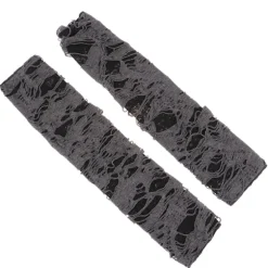 1 par gotiske fingerløse handsker Halloween sorte revne huller black