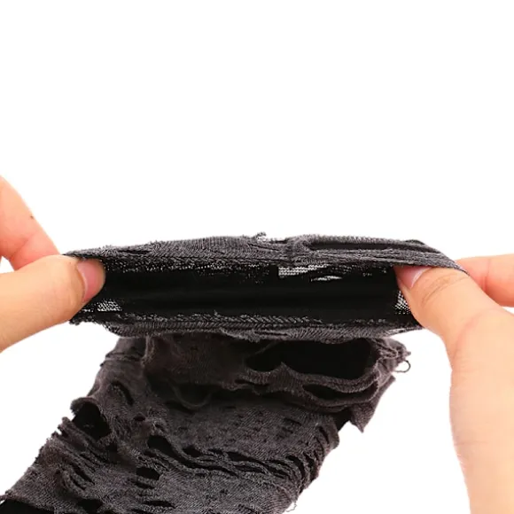 1 par gotiske fingerløse handsker Halloween sorte revne huller black