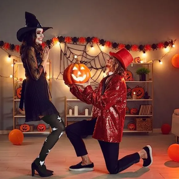 6 par Halloween-strømper Nyhed Halloween lår Lårstrømpe CDQ