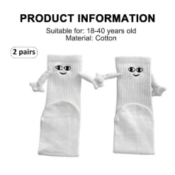 2 par håndholdende sokker, magnetiske sjove hold White+Black