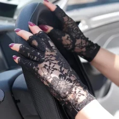 2 par korte blondehandsker fingerløse fransk stuepige punk gotisk kostume mode tilbehør halloween