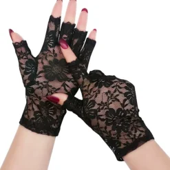 2 par korte blondehandsker fingerløse fransk stuepige punk gotisk kostume mode tilbehør halloween