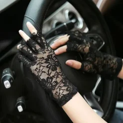 2 par korte blondehandsker fingerløse fransk stuepige punk gotisk kostume mode tilbehør halloween