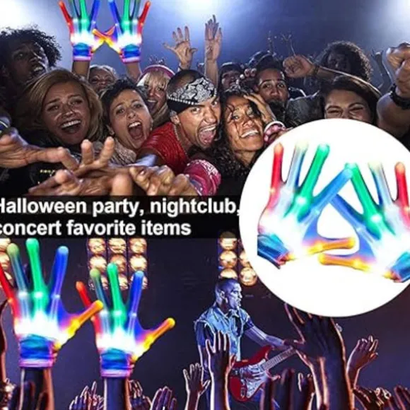 1 Par Multifarvede LED Blinkende Handsker, LED Handsker, Blinkende