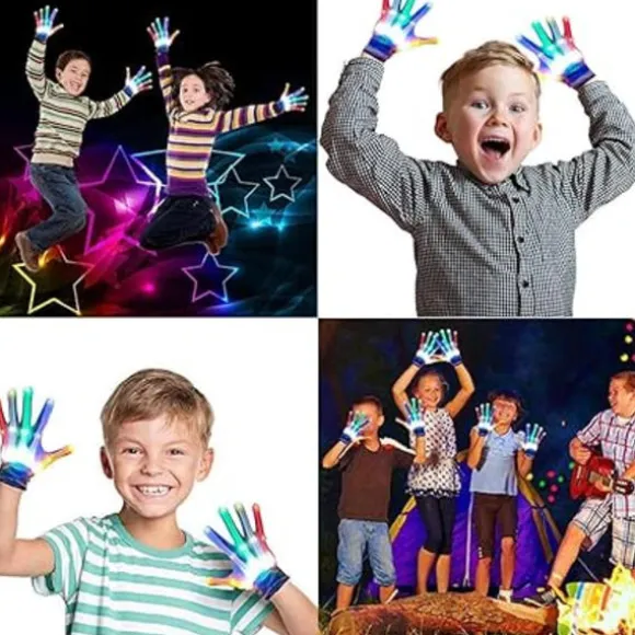 1 Par Multifarvede LED Blinkende Handsker, LED Handsker, Blinkende