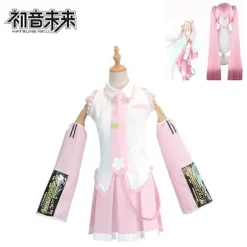 2024 Pink Miku Cosplay Kostume Performance Dragt Cos Dragt Hatsune Miku Regular C Dragt Paryk Cosplay Piger Forår Sakura Kirsebær Miku-Perfet Clothes with wig XS | Fyndiq