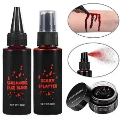2025 Realistisk Kunstigt Blodsæt 3-i-1 Kit Til Specialeffekt Makeup Halloween Cosplay Tøj Udklædning